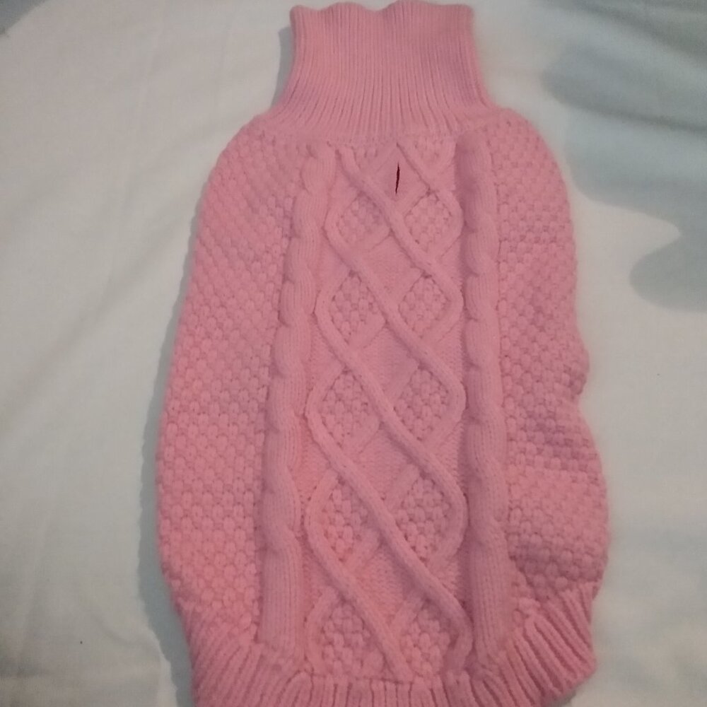 Small Pink Knitted Dog Sweater